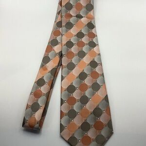 Croft & Barrow Men’s Tie Geometric Orange Brown Gray Classic Business Wear